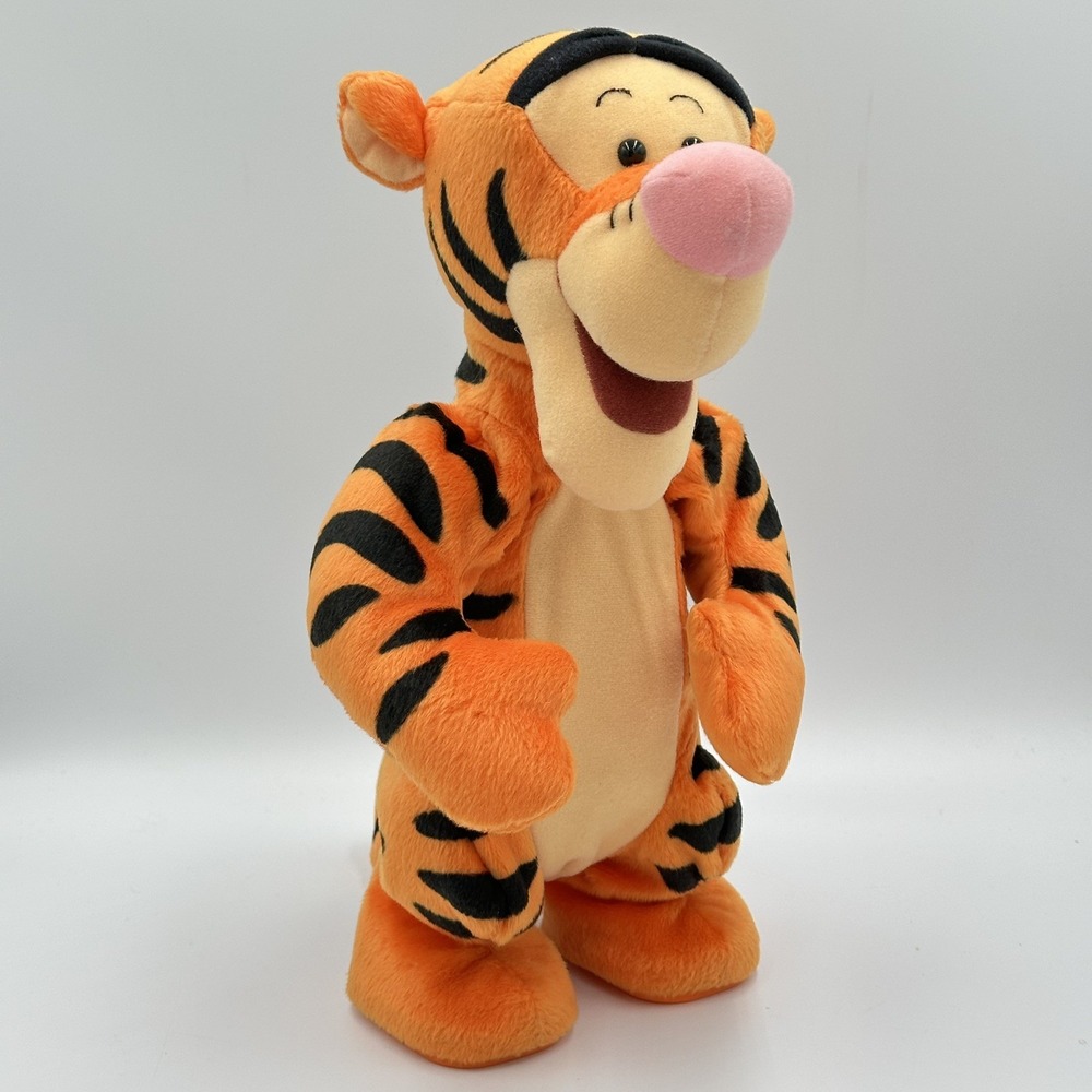 1998 Disney Mattel Vintage TIGGER Toy Talking Hopping Bouncing Plush Works 12 in